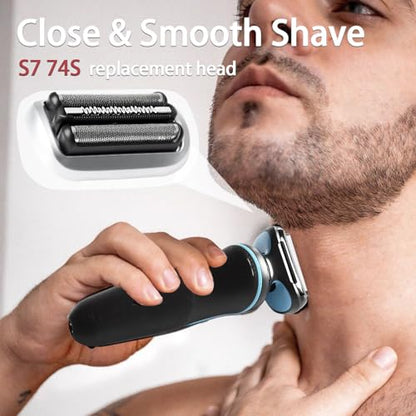 74S S7 Replacement Head for S7 Shavers, Stainless Steel Blades & Precision Foil, Smooth Shave No Pulling (Pack of 2). - size: 74S - 2Pcs