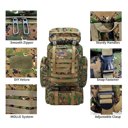 JUMAHE 80L 2-Pack Hiking Backpack for Men with Sling Tactical Backpack - Rucksack Molle Military Tactical Waterproof Lightweight Camping Backpack 3 Day Assault Pack for Travel, Climbing, Backpacking - color: 80l Green - Pro(900d Fabric) + Sling Bag Bundle
