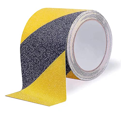 Anti Slip Tape, Waterproof Self Adhesive Yellow/Black 4"x60Ft Grip Tape - size: 4 Inch x 60 Feet