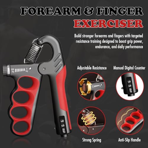 Adjustable Grip Strength Trainer Hand Gripper for Grip Strength - color: Red