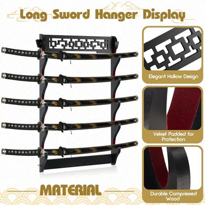 Katana Sword Rack Wall Mount, Hanging Stands for Sword Display,5 Tier - size: 5 Tier