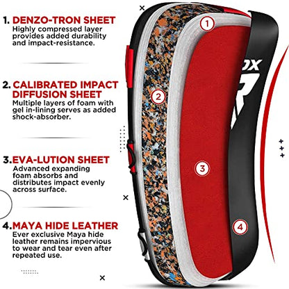 RDX Muay Thai Pad for Training, Curved Kickboxing Kicking Strike Shield, Coaching Kick Boxing, MMA, Martial Arts, Karate, Taekwondo, Punching, Foot, Knee and Elbow Target - color: Red