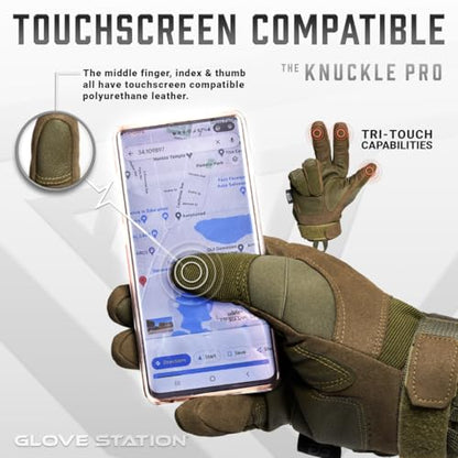 Glove Station Hard Knuckle Utility Gloves, Touchscreen, THKFF, Green, XL - color: Green - Hard Knuckle, size: X-Large