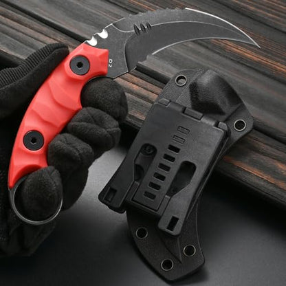 Gtkii GTK691 Fixed Blade Knife D2 Steel Blade Nylon Fiberglass Handle with Kydex Sheath for Outdoor Camping Hunting Hiking Survival EDC Tool(Red) - color: red