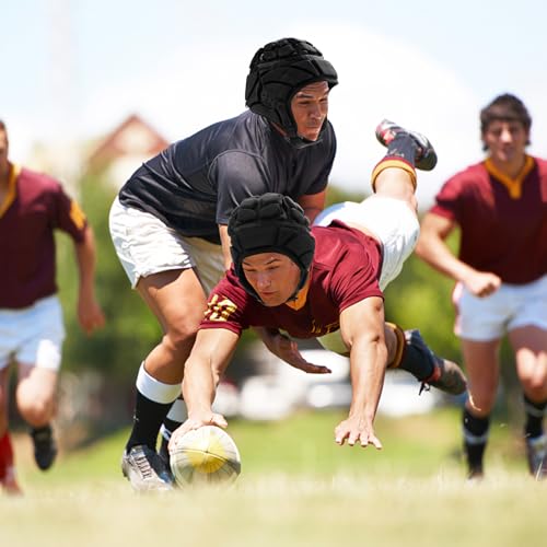 ZENFUN Rugby Helmet Shell, Soft Padded Headgear for Soccer, Protective Football Headguards for Youth, Scrum Cap for Kids, Medium/Large/Extra Large Size - size: X-Large