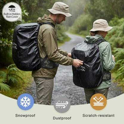 TILYMOL 55L Military Tactical Backpack for Men & Women, Large Assault Pack - color: Black Camo, size: 55L