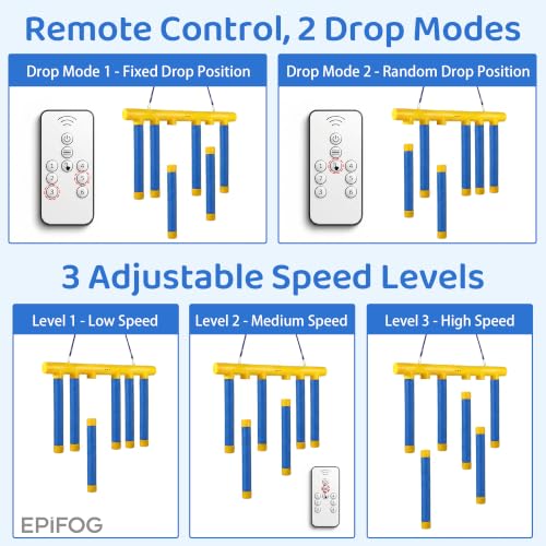 Reflex Drop Sticks Game with 3 Speeds Remote - color: White