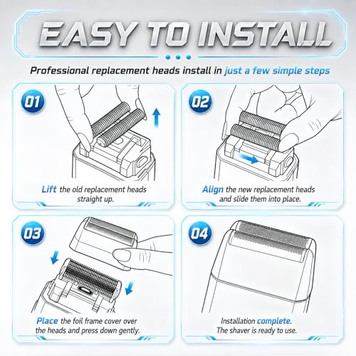 Shaver Replacement Foil & Cutters Compatible with BaBylissPRO FXFS2 Heads - color: Silver 2 Pack