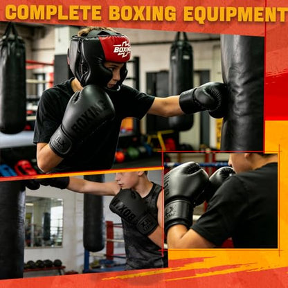 12pcs Boxing Headgear, guantes de boxeo,Mouth Guards& Hand Wraps Boxing Equipment Set - PU Leather Boxing Protective Gear for Training, Sparring & MMA，Boxing Gloves - size: 8Oz
