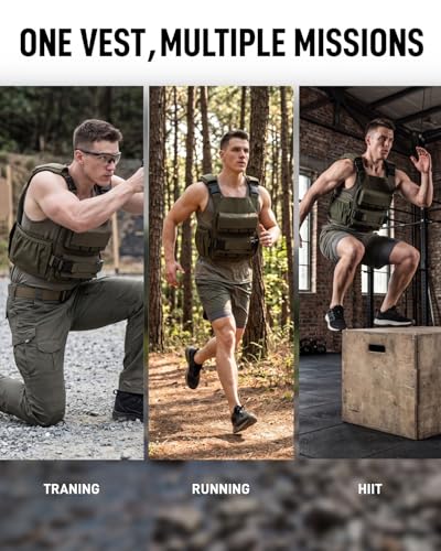 Blue Quartz 40 lb Weighted Vest for Men - Adjustable 0-40 lb with 16 Iron Weight, Heavy-Duty for Strength Training, Running and Walking - Weighted Vest with Removable Weights - color: Green