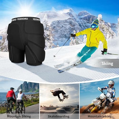 3D Protective Padded Shorts for Snowboard, Ski and Skate, Protection Pads for Tailbone, Hip, and Butt, Crash Pad - size: Small