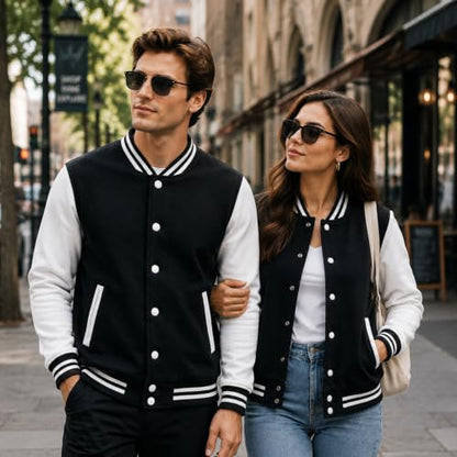 babyhealthy Men's Women's Varsity Baseball Jacket Casual Letterman Bomber Jacket Windbreaker Lightweight Jacket Coat - color: 021 Black, size: Medium