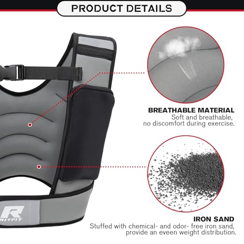 RitFit Weighted Vest, 4lb/8lb/10lb/12lb/15lb/20lb Weight Vest with Reflective Stripes, Weight Vest Adjustable for Women and Men Workout, Strength Training, Running, Fitness, Jogging, Walking - color: 20LB