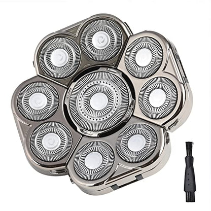 Men's Electric Shavers Replacement Heads 9 Blades Head Replaceable Alternate Floating Washable Electric Razor Shaver Head（Silver） - color: Silver9
