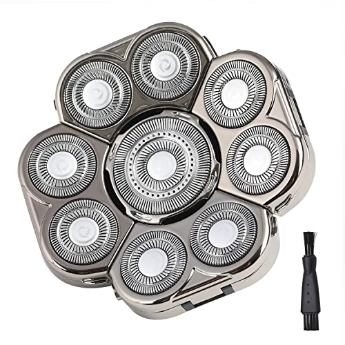 Men's Electric Shavers Replacement Heads 9 Blades Head Replaceable Alternate Floating Washable Electric Razor Shaver Head（Silver） - color: Silver9