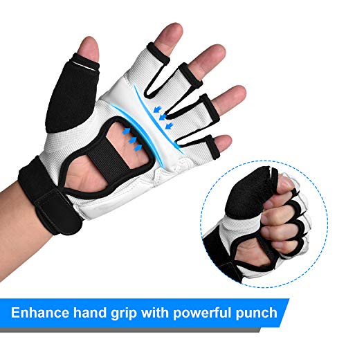Xinluying MMA Gloves, 8mm EVA Padding, Adjustable Wrist Strap, Women & Kids - color: White, size: XX-Large