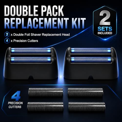 Replacement Double Foil Blade Compatible with BaBylissPRO UV-Double Shaver - color: Black Double Foil-2 Pack