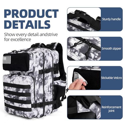 gracedon Tactical Backpack - Military Molle Bag 3 Days Pack for men and Women Large Assault Rucksack 25-45L (45L-gray) - color: 45l-gray