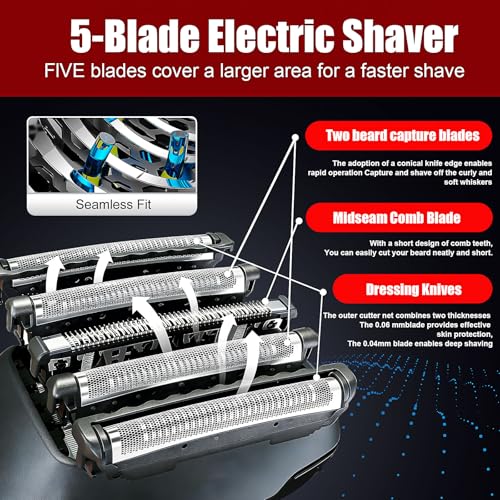 WES9032P Replacement Outer Foil and Inner Blade Set,Compatible with Panasonic ARC5 5-Blade Shavers ES-LV97-K,ES-LV67-K,ES-LV95-S,For men's shaving（1Pack） - color: black