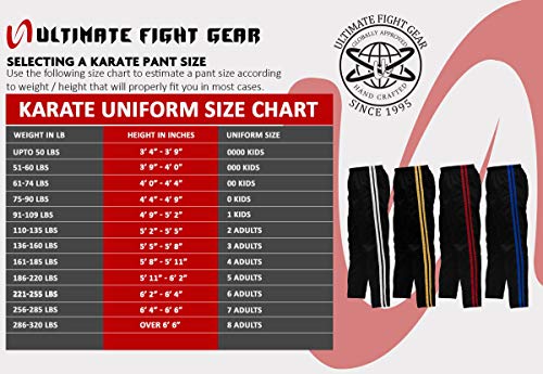 Ultimate - Martial Arts Striped Karate Pants Cotton & Polyester Blended - Kids Adults Unisex - color: Gold, size: 2