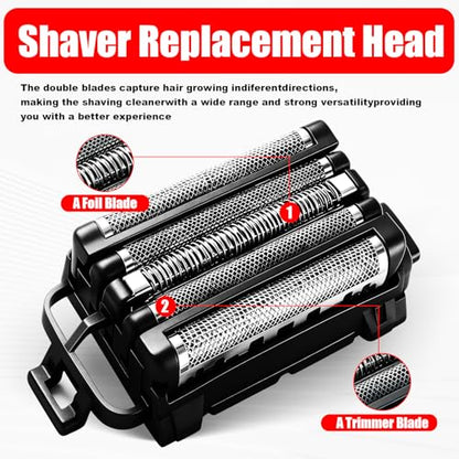1Pack Replacement Blades and Foil Compatible with Panasonic ARC5 5-Blade Shavers, Compatible with WES9032P ES9032 ES9034 ES9036 ES9038, Fits Models ES-LV61, ES-LV65, ES-LV67, ES-LV95 1Cleaning Brush - color: Black-1