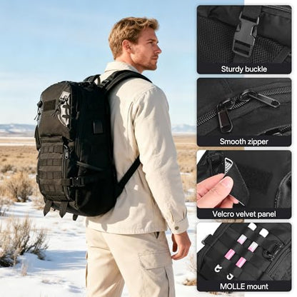 gracedon Military Tactical Backpack for Men and Women Fitness Hiking Black4 - color: Black-4
