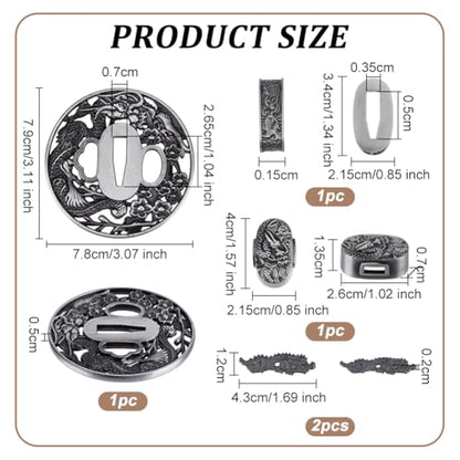 OLYCRAFT Samurai Sword Tsuba Set Samurai Sword Handguard Japanese Swords Accessories for Restoration Projects Cosplay Props - style: Dragon