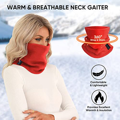 TICONN Neck Gaiter for Men Women, Cooling Bandana Face Mask Cover Gator - color: 2 Candy Red, style: Fleece