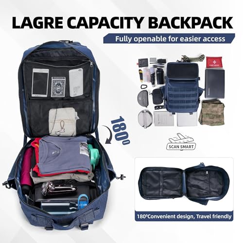 gracedon Tactical Backpack - Military Molle Bag 3 Days Pack for men and Women Large Assault Rucksack 25-45L (45L-Navy) - color: 45l-navy