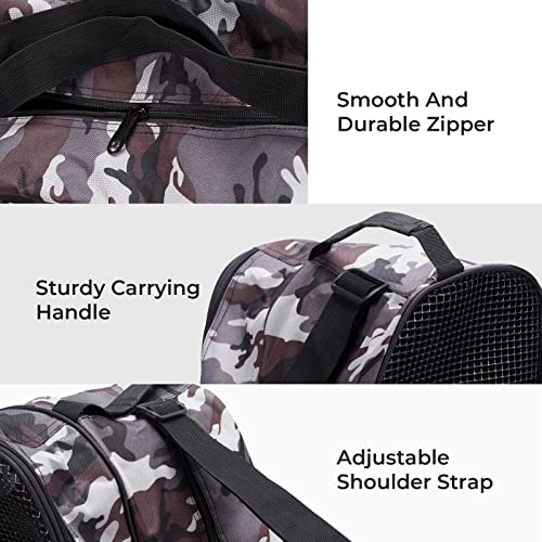 Roller Skate Bag with Adjustable Shoulder Strap for Kids and Adults to Hold Inline Skates and Knee Pads - color: Camo Grey