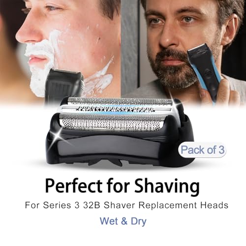 3 Pack 32B S3 Electric Replacement Heads for All Series 3 Shavers, Suitable for S3 3040s 3080s-4 370cc 3070cc 3000s 3010, 3090cc Etc. - size: 32B - 3Pack