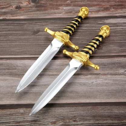 15" PU Fake Foam Sword Toys for Kids Boys, Fake Foam Dagger Knife Toy - color: Gold 2 Pcs