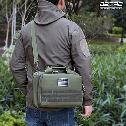 DBTAC Gun Case Bag XS | Tactical 1~2 Pistol Bag Firearm Shooting Case with Lockable Zipper for Shooting Range Outdoor Hunting | US Flag Patch + Universal Holster Included - color: Green