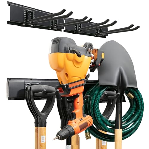 TIDYME Garage Tool Organizer Wall Mount, 32", 2 Racks 4 Hooks, 200 lbs - size: 32" with 2 Racks & 4 Hooks