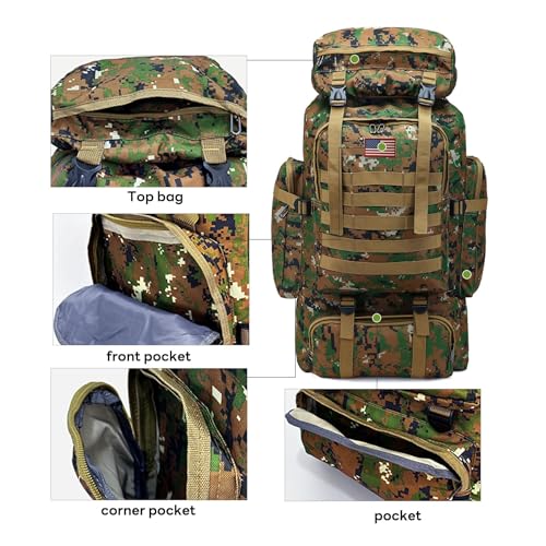 JUMAHE 80L 2-Pack Hiking Backpack for Men with Sling Tactical Backpack - Rucksack Molle Military Tactical Waterproof Lightweight Camping Backpack 3 Day Assault Pack for Travel, Climbing, Backpacking - color: 80l Green - Pro(900d Fabric) + Sling Bag Bundle