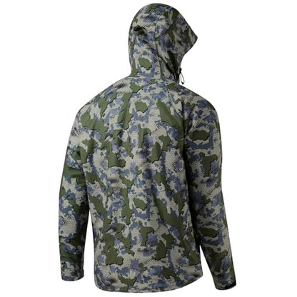 BASSDASH Walker-LW Breathable Waterproof Fishing Hunting Wading Jackets with Silent Outer Fabric for Men Women - color: Green Vegetation Camo, size: XX-Large