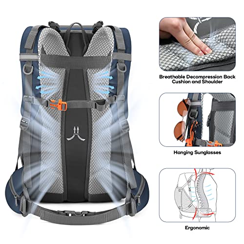 Maelstrom 40L Hiking Backpack, Lightweight Camping Daypack with Rain Cover - color: Blue, size: 40l