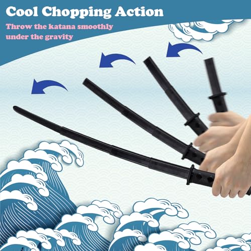 2PCS Plastic 3D Printed Gravity Retractable Samurai Sword Model Toys