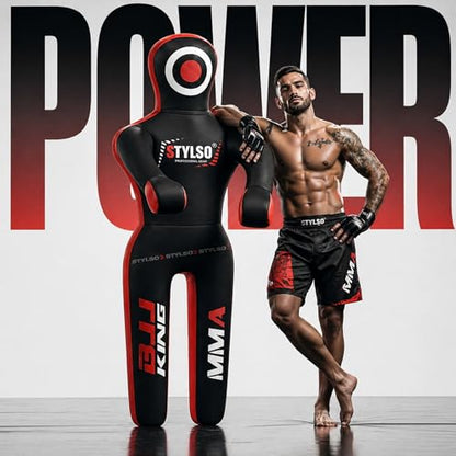 Unfilled Grappling Dummy – Adult Life Size Wrestling & BJJ Training Dummy, MMA Jiu Jitsu Judo Takedown & Throwing Practice, Heavy-Duty Triple-Stitched Canvas Submission Dummy - color: Black, size: 5ft / 60"