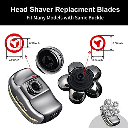 Head Shaver Replacement Heads, Replacement Blades for Bald Men, Stainless Steel 7D Rotary Blades for Electric Head Razor, Silver - color: Silver6