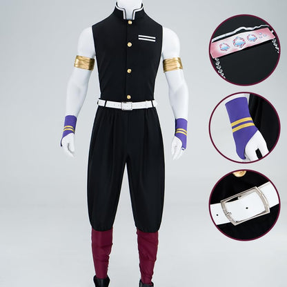 Men Cosplay Anime Movie Costumes Black Team Uniform with Gloves Full Set For Halloween Party - size: XX-Large
