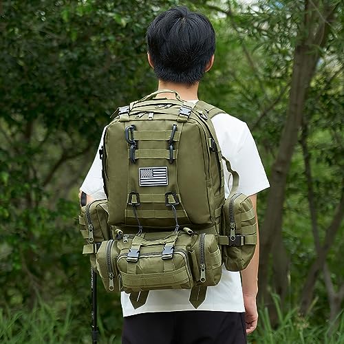 Large Military Tactical Backpack for Men, 40-50L Backpacks for Women, Bug out Bag Army 3 Days Pack Bags Rucksack with Molle System Green - color: Army Green