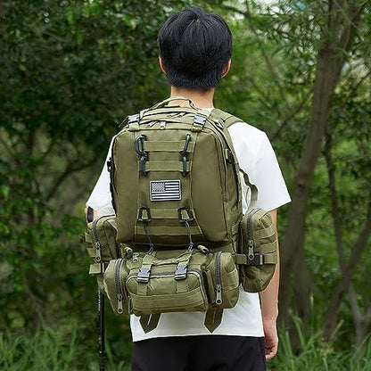 Large Military Tactical Backpack for Men, 40-50L Backpacks for Women, Bug out Bag Army 3 Days Pack Bags Rucksack with Molle System Green - color: Army Green