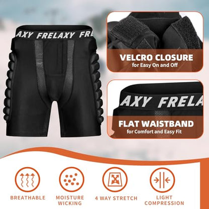 Frelaxy 3D Protective Butt Pads Padded Shorts for Snowboard, Ski and Skate, Crash Pad Impact Gear, Protection for Tailbone, Hip, and Butt - size: Small