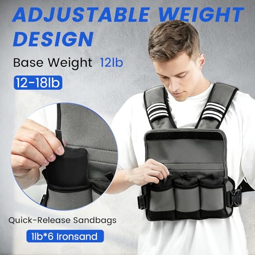 Adjustable Weighted Vest Woman, 06-12/12-18/20-32lb Weight Vest Men - color: Grey, size: 6-12lb
