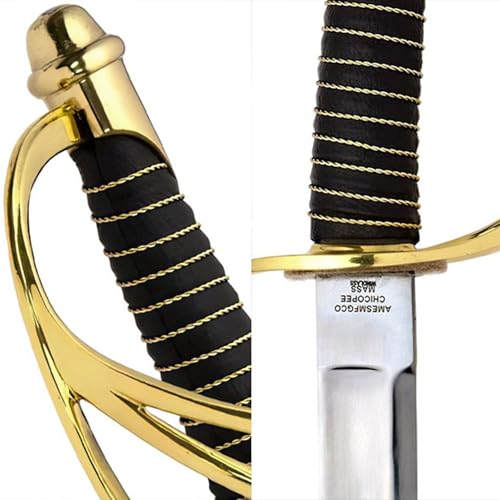 SZCO 27” Cavalry Saber Sword - Carbon Steel Blade Medieval Sword, Fencing Sword with Brass Guard and Pommel - Replica Swords for Adults & Collectors