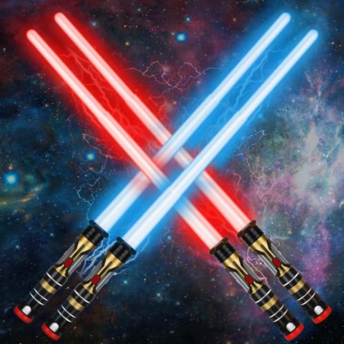 TOY Life Light Up Saber - 4 Pack Lightup Saber, Telescopic Extendable & Collapsable, LED Light Sword Set with Motion Sensitive FX Sound, Light Up Sword for Kids Adults - style: 4-Pack