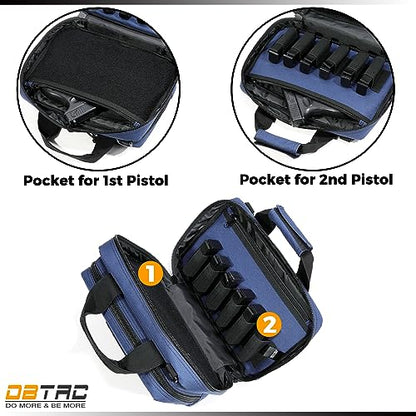 DBTAC Gun Case Bag XS | Tactical 1~2 Pistol Bag Firearm Shooting Case with Lockable Zipper for Shooting Range Outdoor Hunting | US Flag Patch + Universal Holster Included - color: Urban Blue