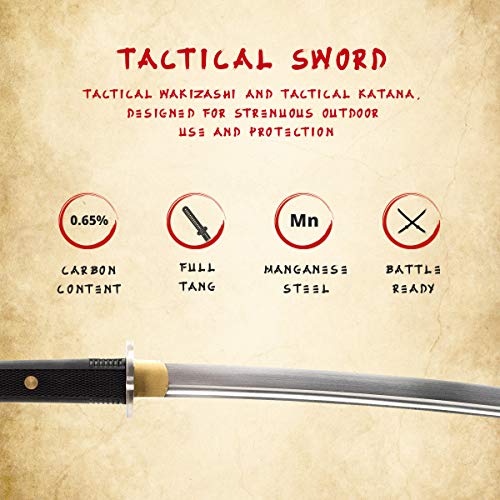 28.3" Manganese Spring Steel Katana Sword, Heat-Tempered Display