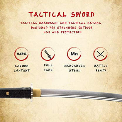 28.3" Manganese Spring Steel Katana Sword, Heat-Tempered Display